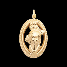 Madras pendant with gold border