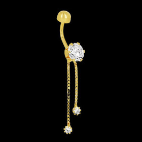 Percing nombril Oxyde de Zirconium chaînes et boules or