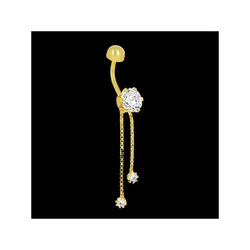Percing nombril Oxyde de Zirconium chaînes et boules or bijouxcreoles.com