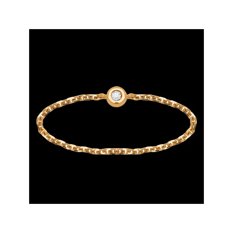 Diamond chain ring in gold