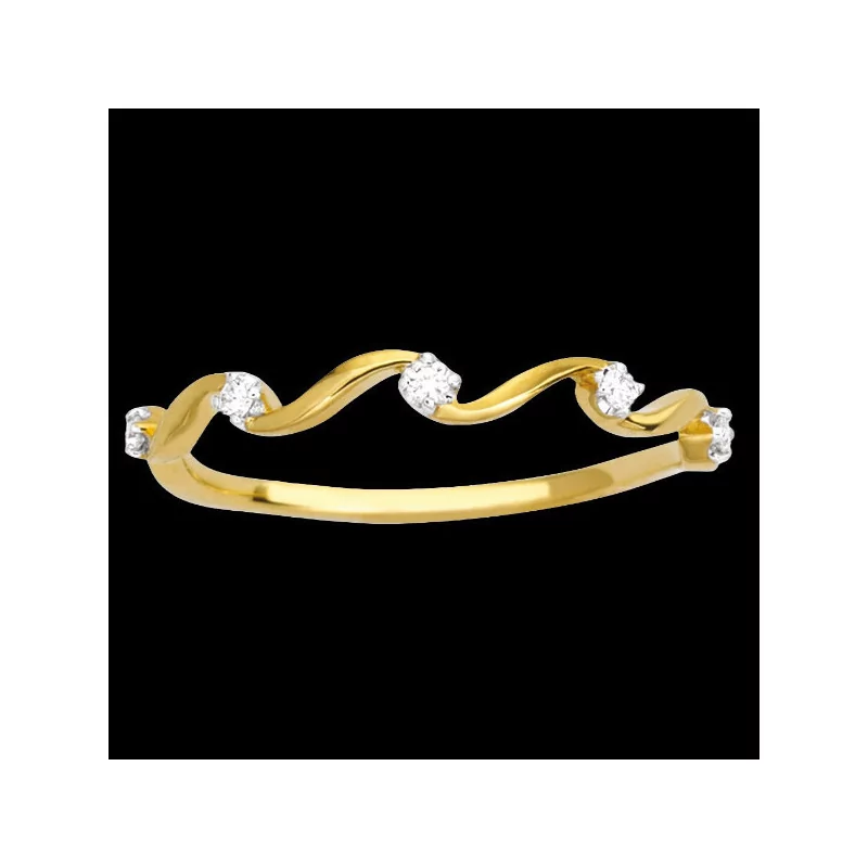 Bague Virgules 5 diamants Or bijouxcreoles.com
