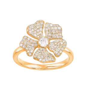Hibiscus ring diamonds gold