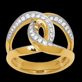 Bague double boucle diamants Or