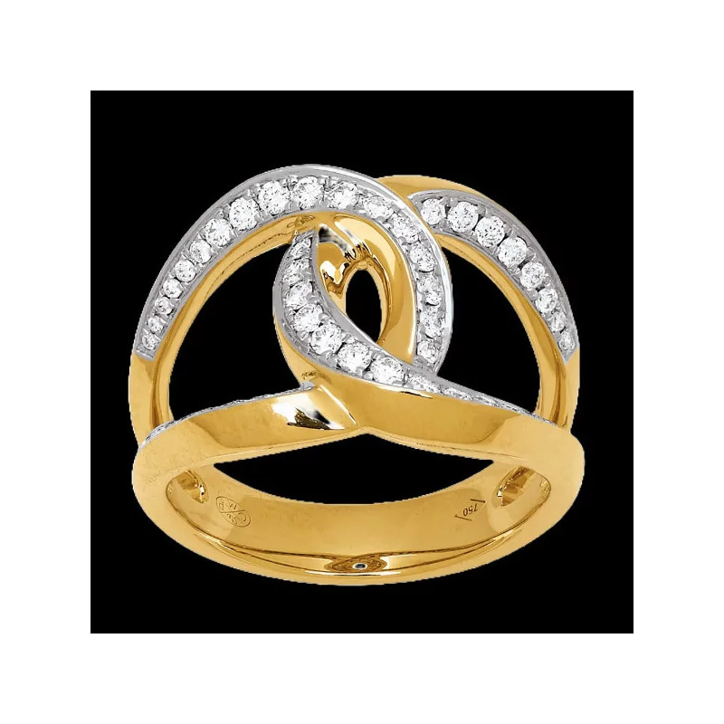 Bague double boucle diamants Or bijouxcreoles.com