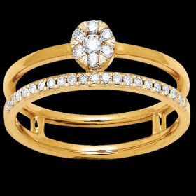 Bague solitaire et alliance diamants Or