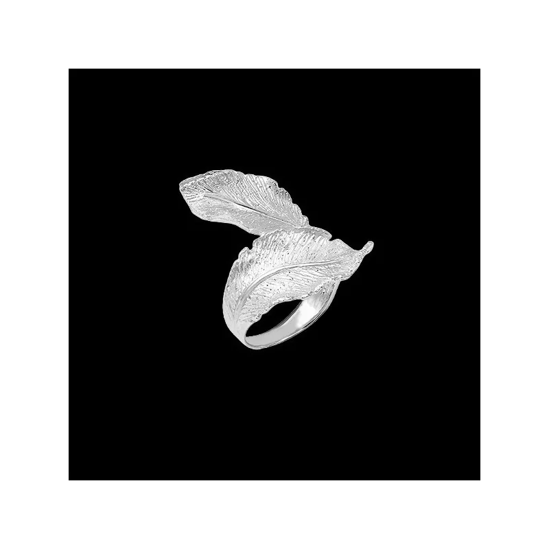 Plated silver banana leaf ring