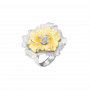 Bague fleur de pavot bicolore argent
