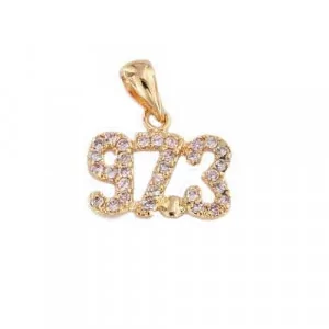 Gold Plated Pendant Numbers With Stone