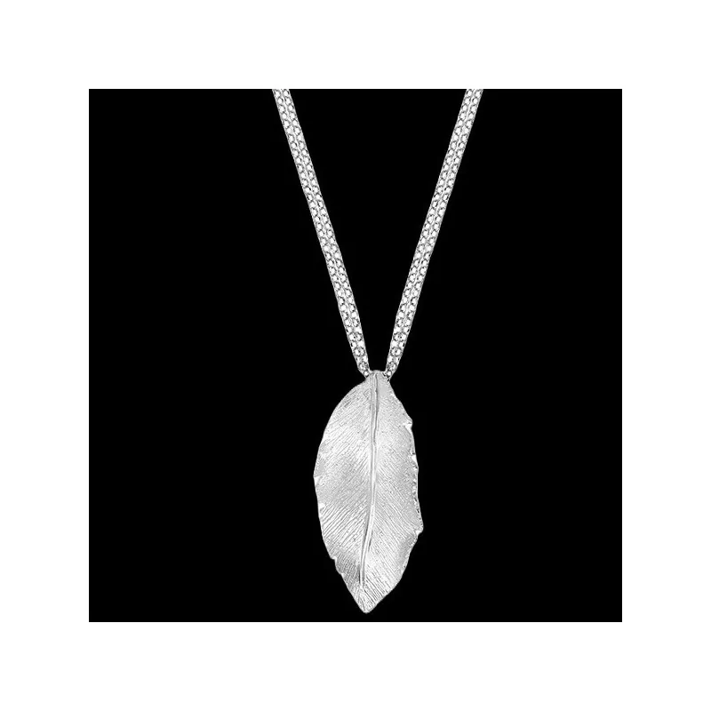Platinum silver banana leaf necklace