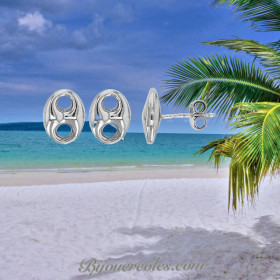 Boucles d'oreilles puces grain de café Argent