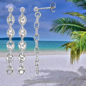 Boucles d'oreilles Pendants grain de café Argent