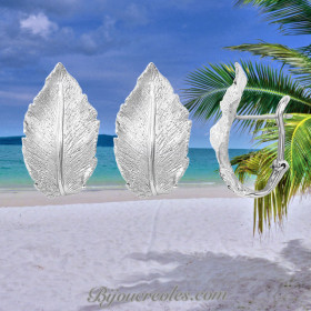 Boucles d'oreille feuilles de Banane Argent