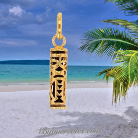 Pendentif Tiki onyx plaqué or