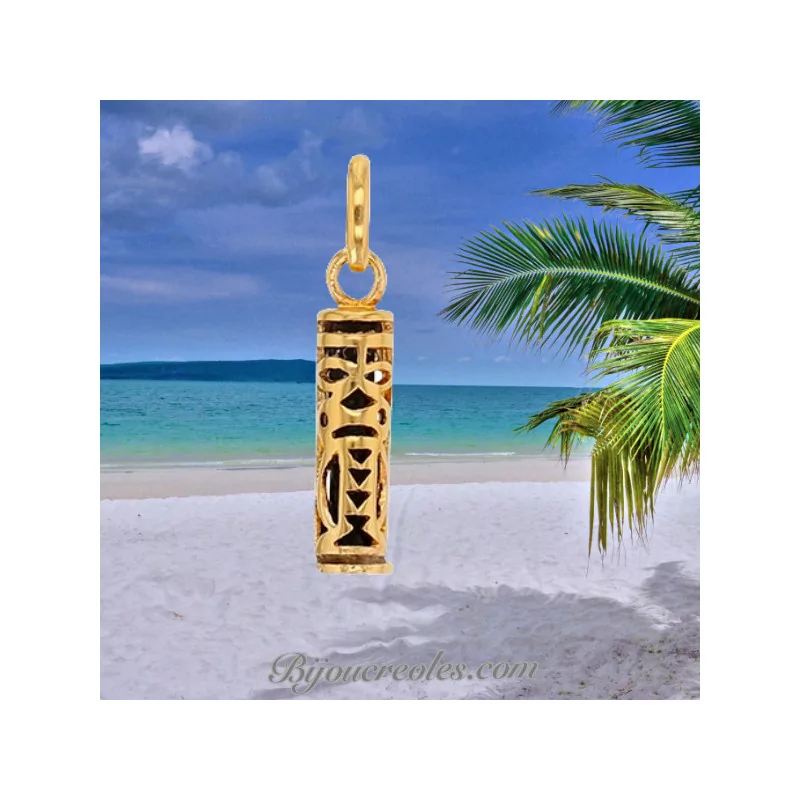 Tiki pendant in gold-plated onyx