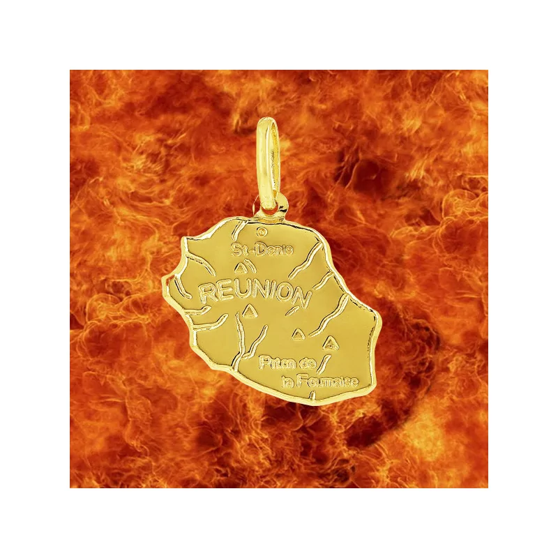 Pendentif Carte de la Réunion Or bijouxcreoles.com