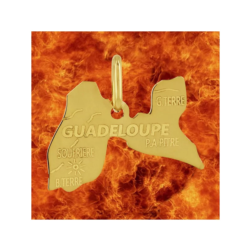 Pendentif Carte de la Guadeloupe Or bijouxcreoles.com