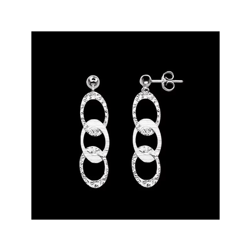 Hammered flat oval mesh earrings