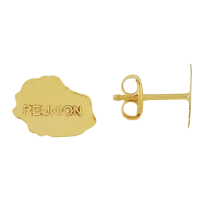 Gold map earrings of Réunion.
