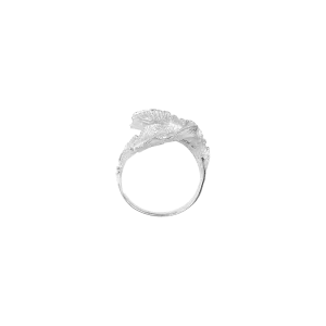 Plated silver banana leaf ring