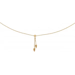 18 Carat Gold Y Necklace with Ball and Forçat Knot