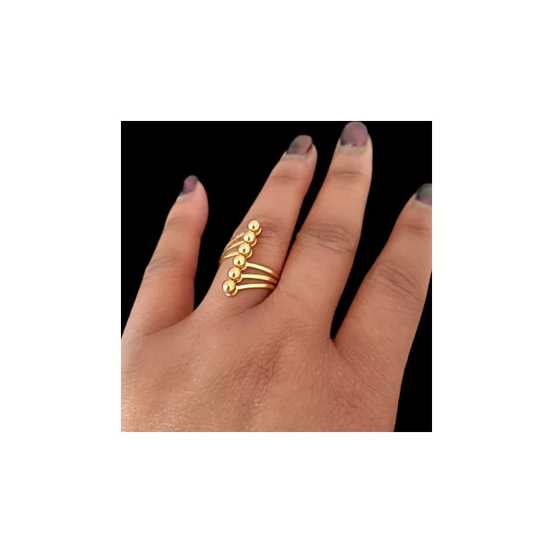 Bague Ligne Boules Acier Inoxydable bijouxcreoles.com
