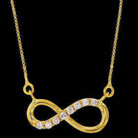 Collier infini lisse et oxydes Or 9 Carates
