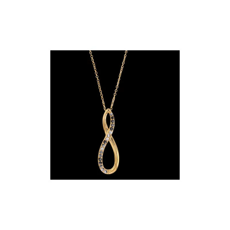Infinity necklace with paved cubic zirconia stones and smooth gold-plating