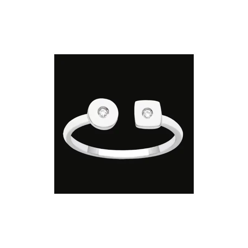 Bague motifs Carré et Rond avec 1 Zircone Argent bijouxcreoles.com