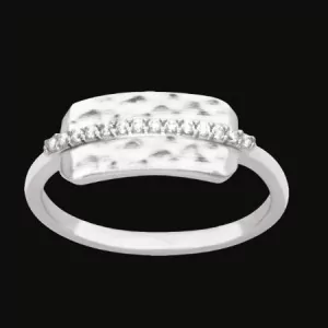 Ring with Silver Plaque and Zirconium Oxides Line