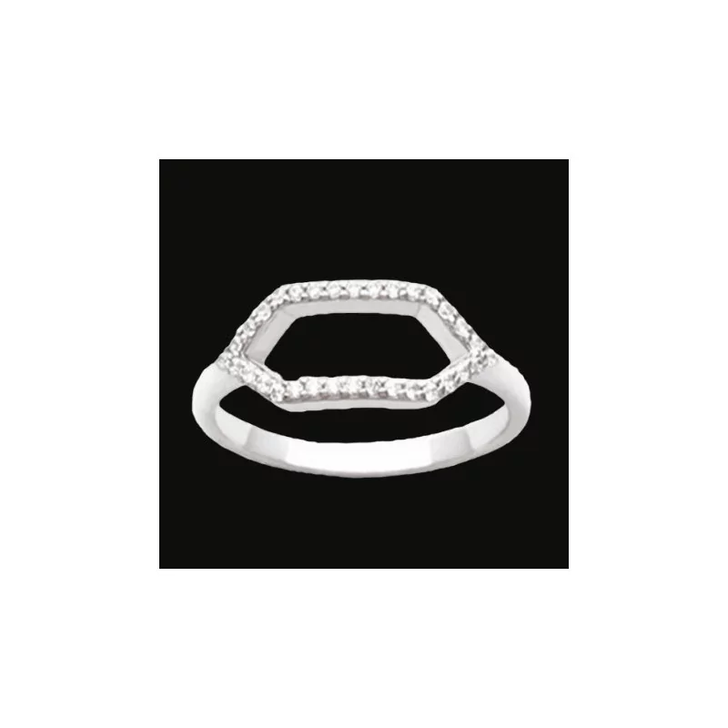 Pointed-shaped ring with Silver Zircons