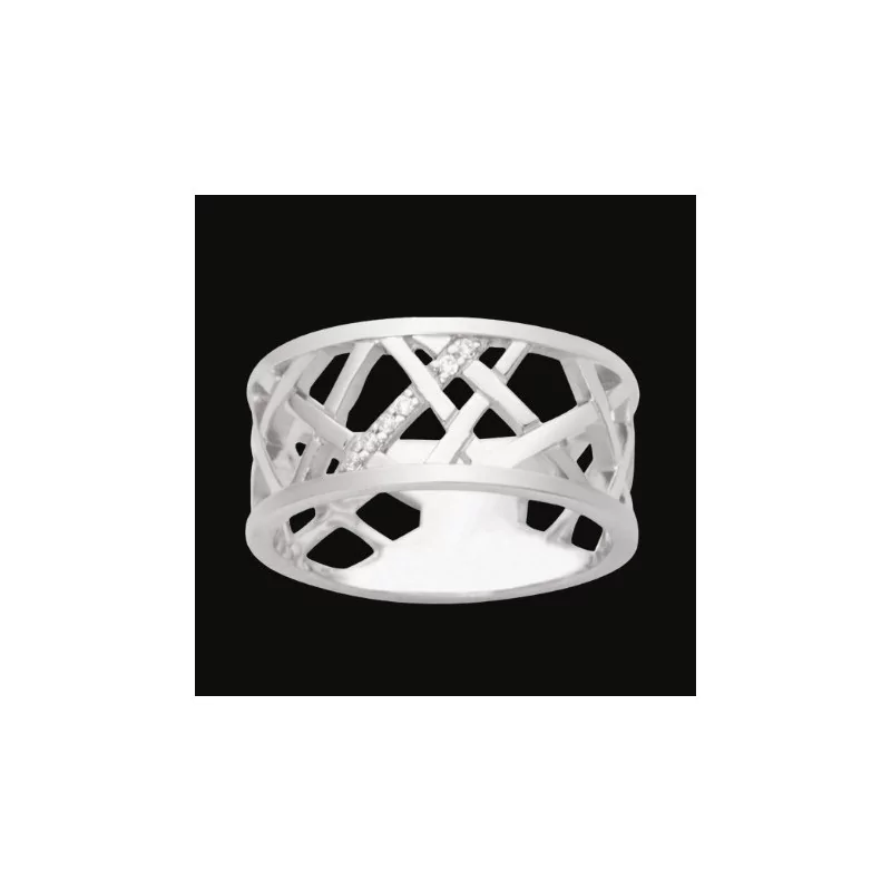 Wide geometric pattern ring with Silver Zircons Wide geometric pattern ring with Silver Zircons