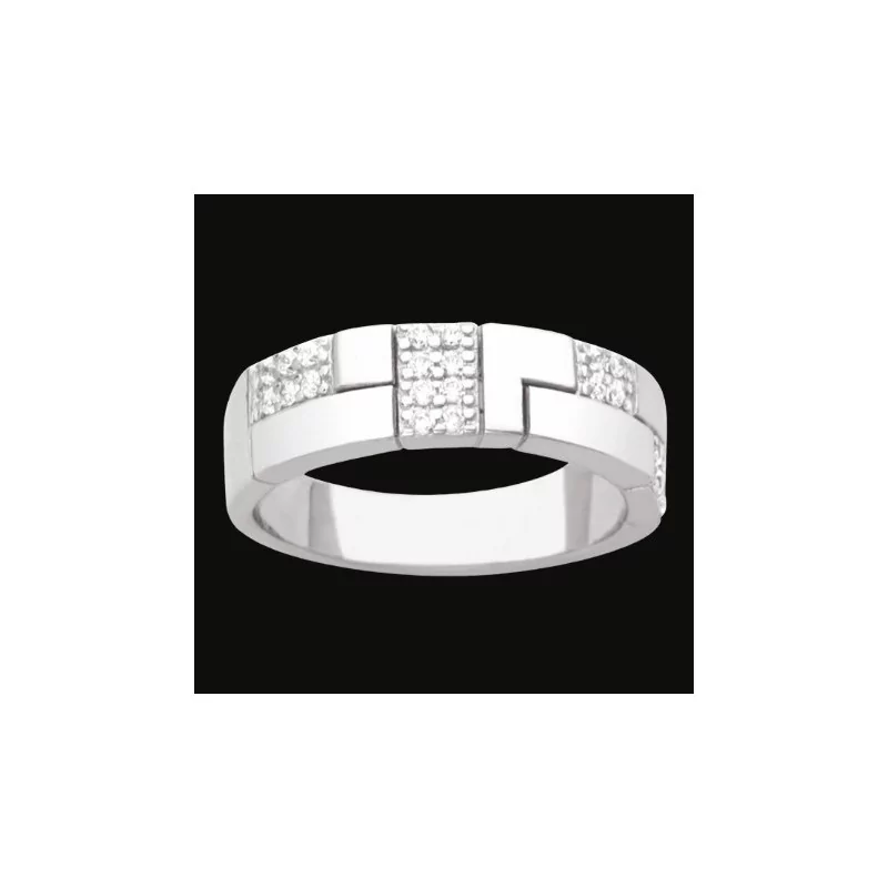 Bague Motif Carrés avec Zircones Argent bijouxcreoles.com