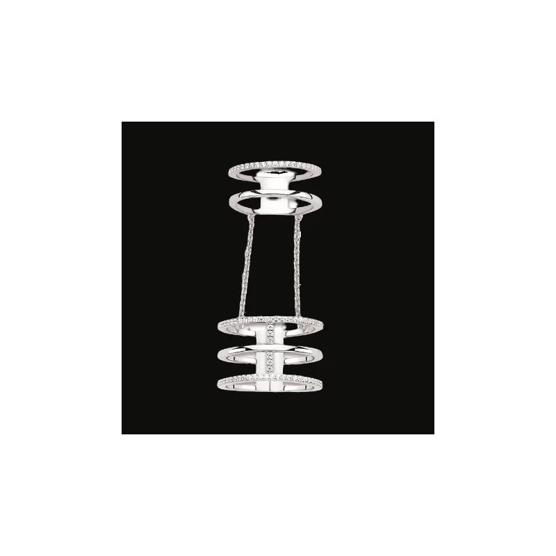 Double chain ring 3+2 rows Zirconias 58/50 Silver