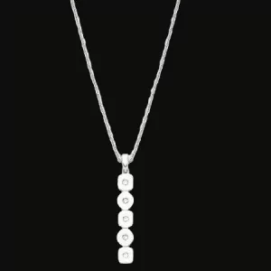 Chain necklace with Square and Round Zirconia Pendant Silver