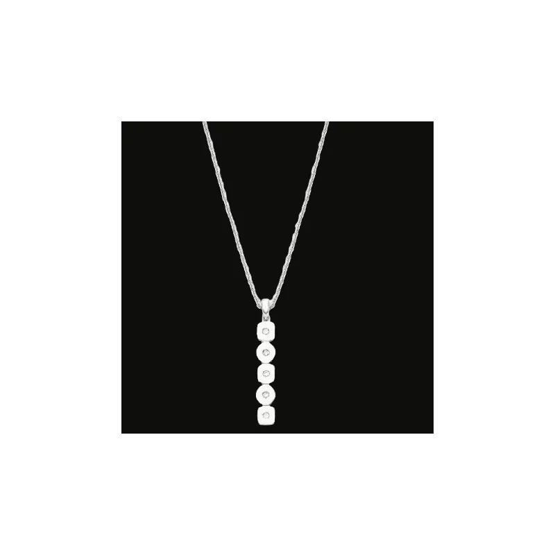 Chain necklace with Square and Round Zirconia Pendant Silver