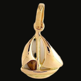 Pendentif Créoles Bateau a Voilier Or Jaune