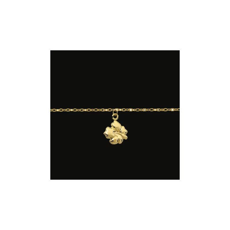 Chaine de cheville Hibiscus Or 18 Carats bijouxcreoles.com