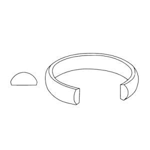 Massive half-round ring 2.50 x 1.40 mm, 18 Carats