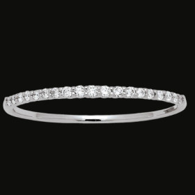 Demi-Alliance serti griffes 19 diamants Or gris 18 Carats