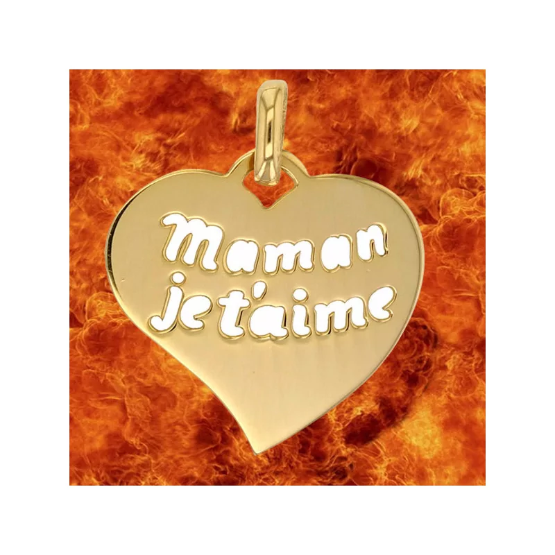 Pendentif coeur 'Maman je t'aime' Or 9 Carats bijouxcreoles.com Pendentif coeur 'Maman je t'aime' Or 9 Carats bijouxcreoles.com
