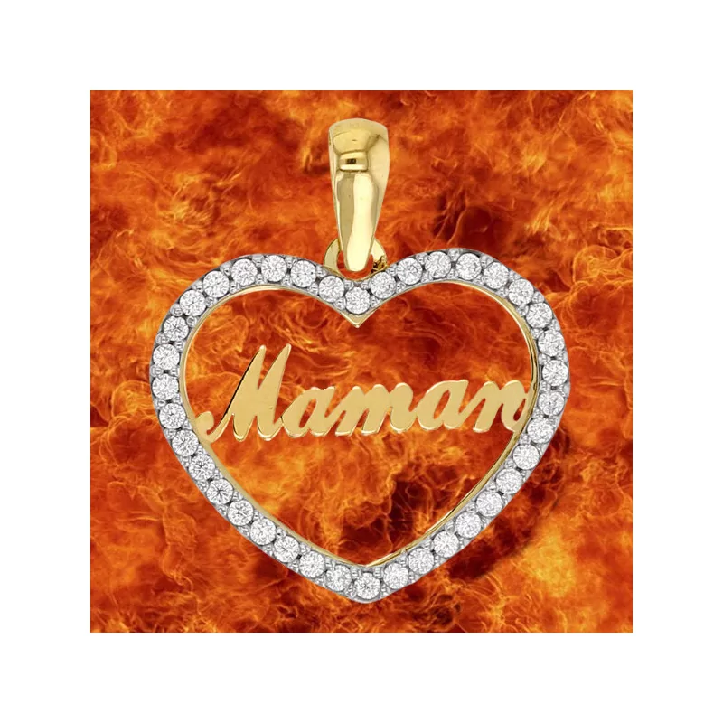Pendentif coeur oxydes 'Maman' Or 9 Carats bijouxcreoles.com Pendentif coeur oxydes 'Maman' Or 9 Carats bijouxcreoles.com