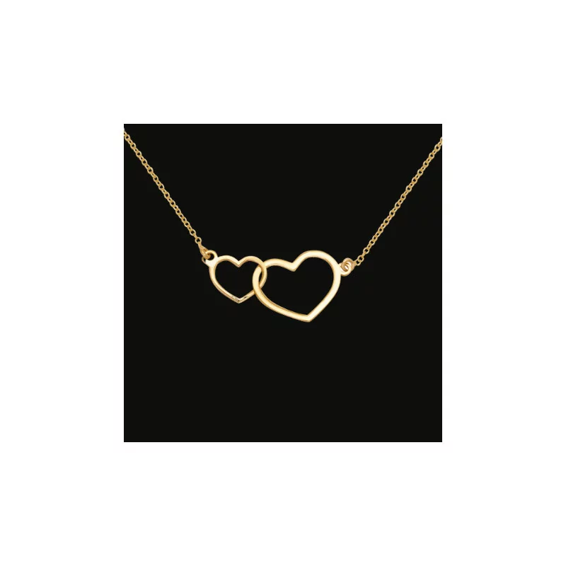 18 Karat Yellow Gold Interlaced Double Heart Necklace