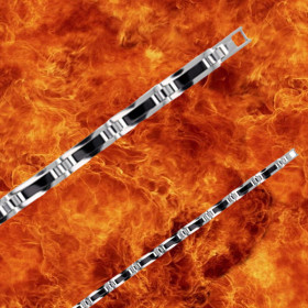 Bracelet acier brillant et acier noir
