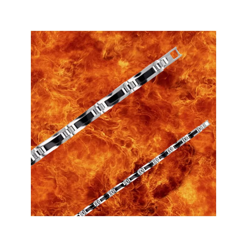Shiny steel and black steel bracelet