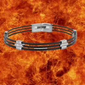 Bracelet câbles noirs et éléments acier
