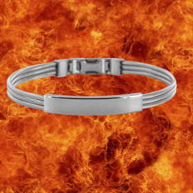 Bracelet acier câbles avec plaque à graver