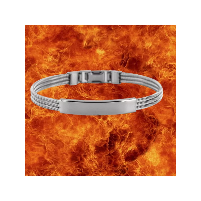 Bracelet acier câbles avec plaque à graver bijouxcreoles.com Bracelet acier câbles avec plaque à graver bijouxcreoles.com