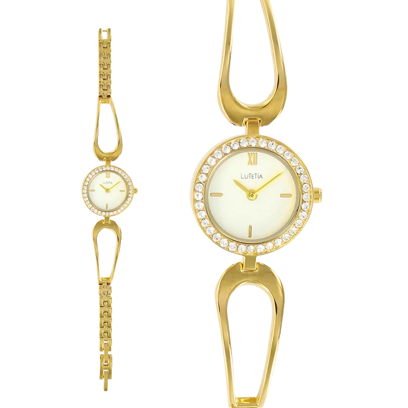 Montre Lutetia boîtier et bracelet métal doré 2 aiguilles bijouxcreoles.com Montre Lutetia boîtier et bracelet métal doré 2 aiguilles bijouxcreoles.com