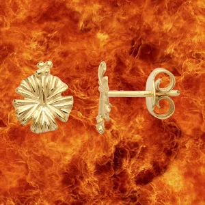 Boucles d'oreilles crochet feuille coco Or 9 Carats bijouxcreoles.com