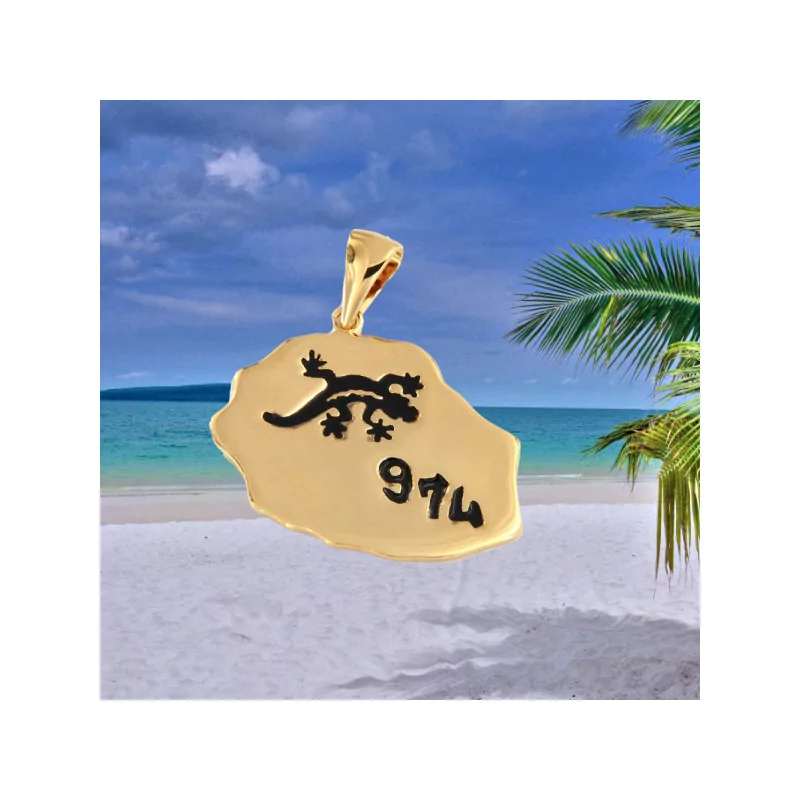 Pendentif Réunion 974 Plaqué or bijouxcreoles.com